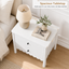 HARLA Bedside Tables Set of 2, White Scalloped Cloud Edge 2-Drawer Side Table