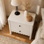 HARLA Side Table with Scalloped Cloud Edge,White 2 Drawer