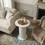 CORA White Roman Column Pedestal Table Set of 2 - Ribbed Fluted Side Table