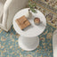 CORA White Roman Column Pedestal Table Set of 2 - Ribbed Fluted Side Table