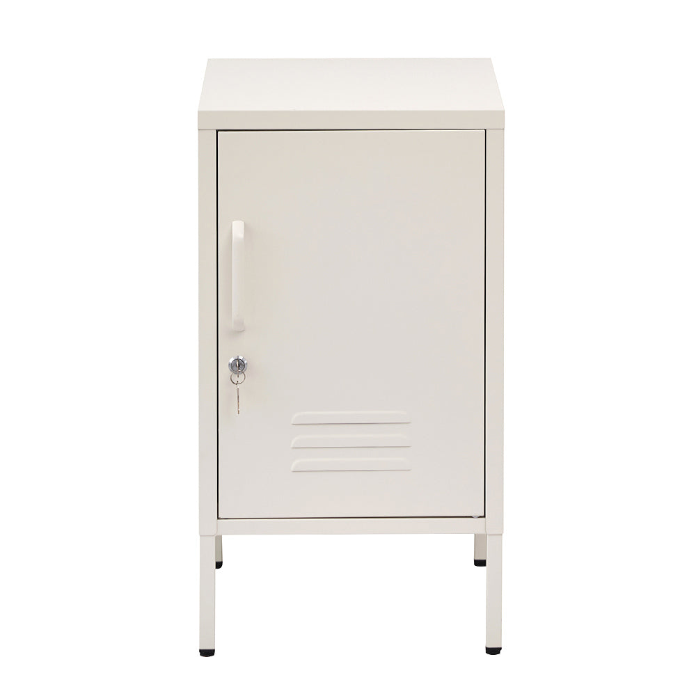 Artiss Bedside Table Metal Cabinet - White