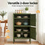 2x Buffet Sideboard Cabinet Storage Cupboard 2 Doors Metal Green DOUBLE