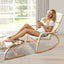 Artiss Rocking Armchair Bentwood Frame With Foot Stool Beige
