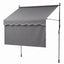 Instahut 2.1M x 1.8M Manual Pivot Arm Awning With Front Curtain Grey