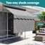 Instahut 2.1M x 1.8M Manual Pivot Arm Awning With Front Curtain Grey