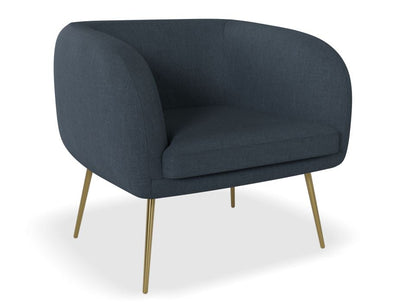 Amour Lounge Chair - Midnight Blue - Brushed Matt Gold Legs
