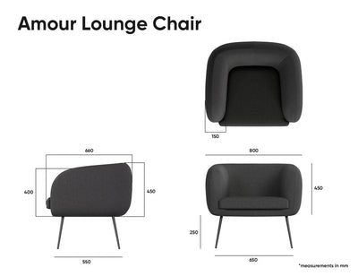 Amour Lounge Chair - Midnight Blue - Brushed Matt Gold Legs