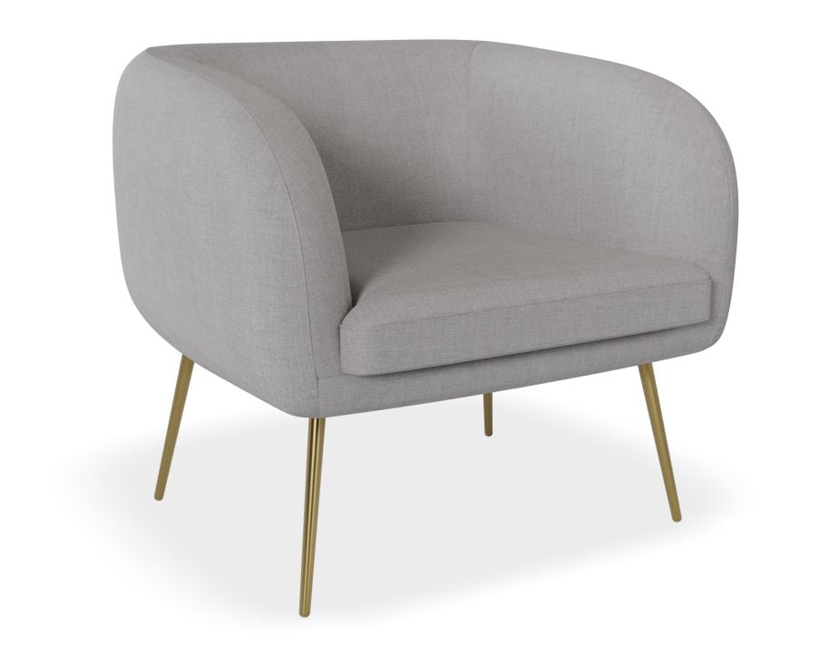 Amour Lounge Chair - Cloud Grey - Brushed Matt Gold Legs