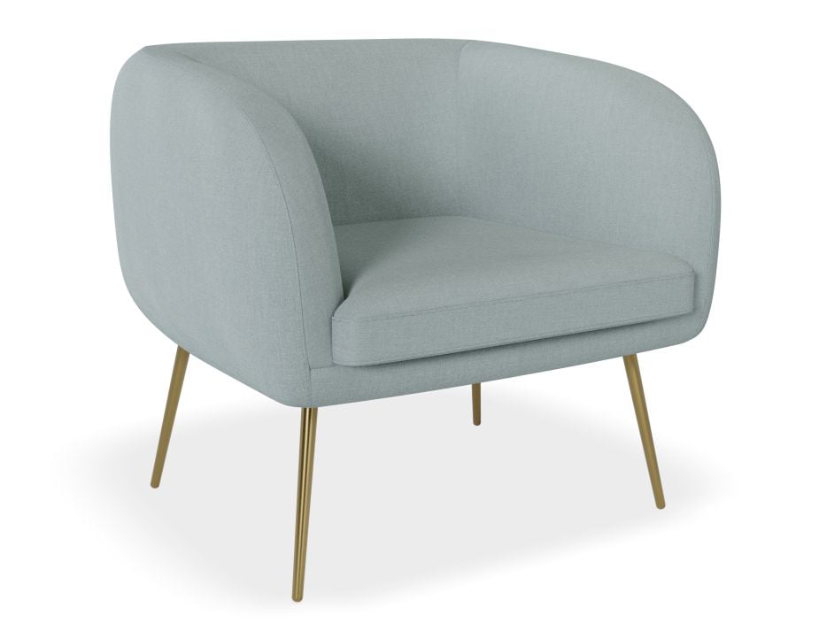 Amour Lounge Chair - Sky Blue - Brushed Matt Gold Legs