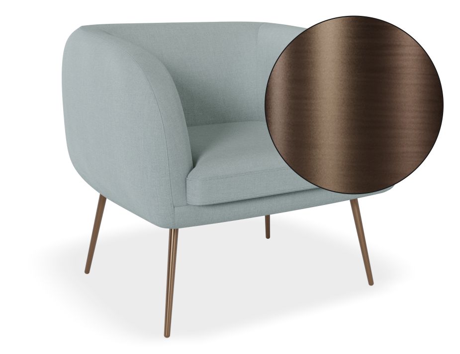 Amour Lounge Chair - Sky Blue - Brushed Matt Bronze Legs