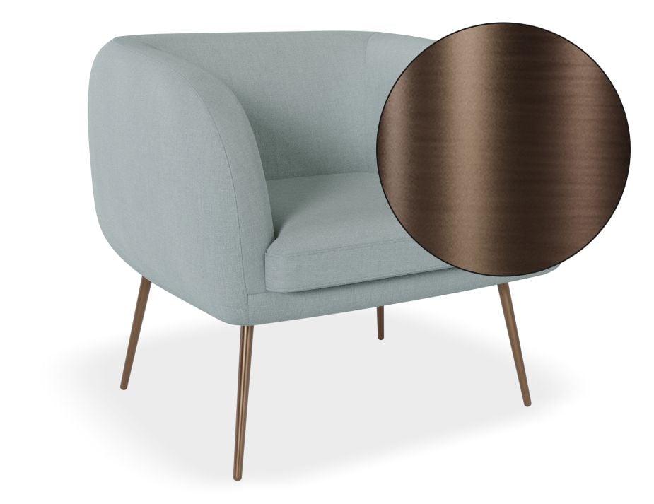 Amour Lounge Chair - Sky Blue - Brushed Matt Gold Legs