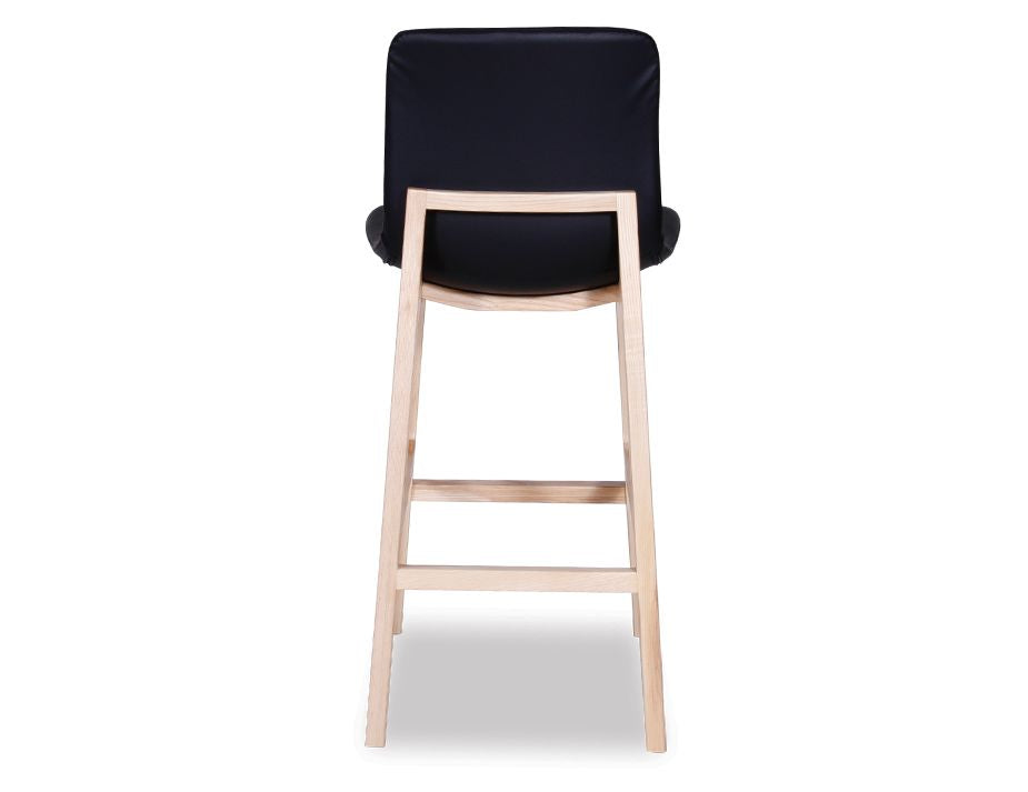 Ara Stool - Natural - Black Pad - Black padded Seat - Natural Ash legs 74cm Seat height