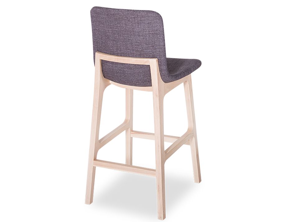 Ara Bar Stool Natural Frame Grey Upholstered Seat - 74cm Bar/Counter Seat Height