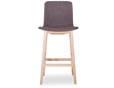 Ara Bar Stool Natural Frame Grey Upholstered Seat - 74cm Bar/Counter Seat Height