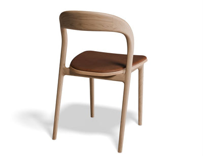 Mia Chair - Natural with Pad - Vintage Tan Vegan Leather Seat Pad