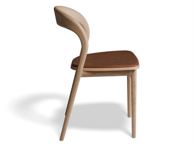 Mia Chair - Natural with Pad - Vintage Tan Vegan Leather Seat Pad