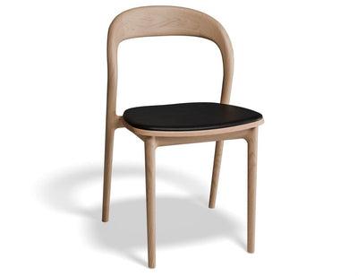 Mia Chair - Natural with Pad - Vintage Black Vegan Leather Seat Pad