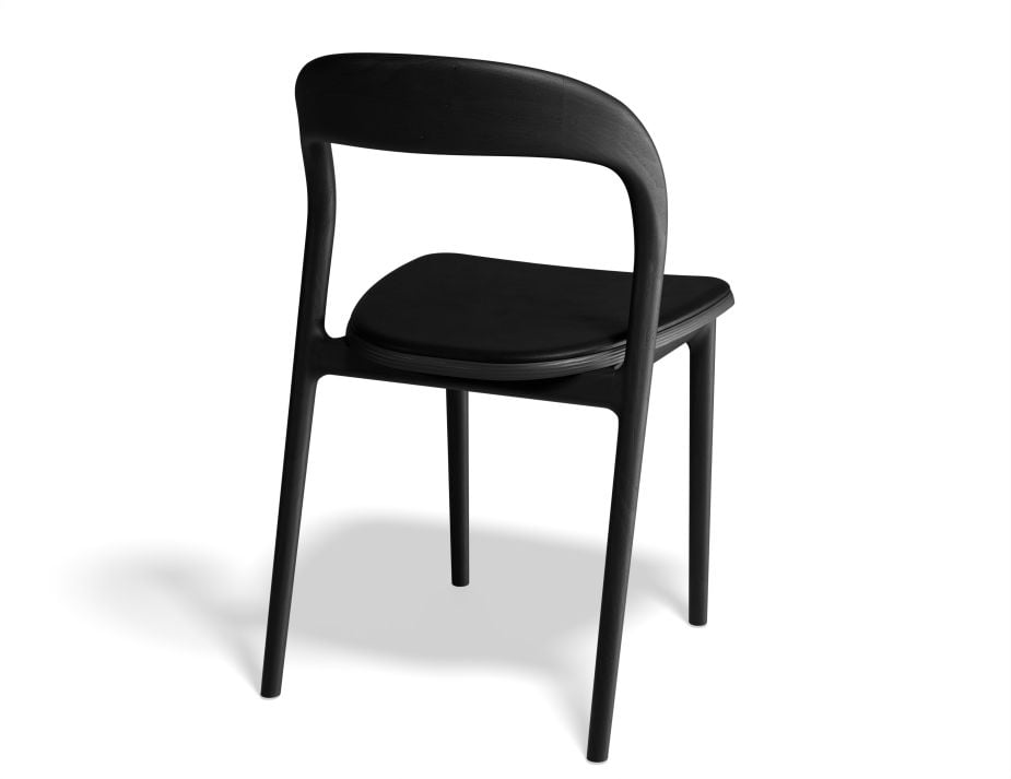 Mia Chair - Black Ash with Pad - Vintage Tan Vegan Leather Seat Pad