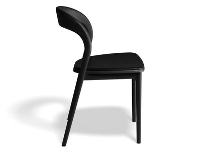 Mia Chair - Black Ash with Pad - Vintage Tan Vegan Leather Seat Pad