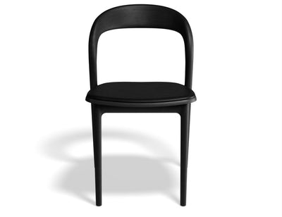 Mia Chair - Black Ash with Pad - Vintage Black Vegan Leather Seat Pad