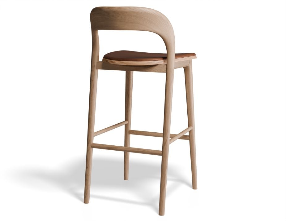 Mia Stool - Natural with Pad - 75cm Seat Height Vintage Tan Vegan leather Seat Pad