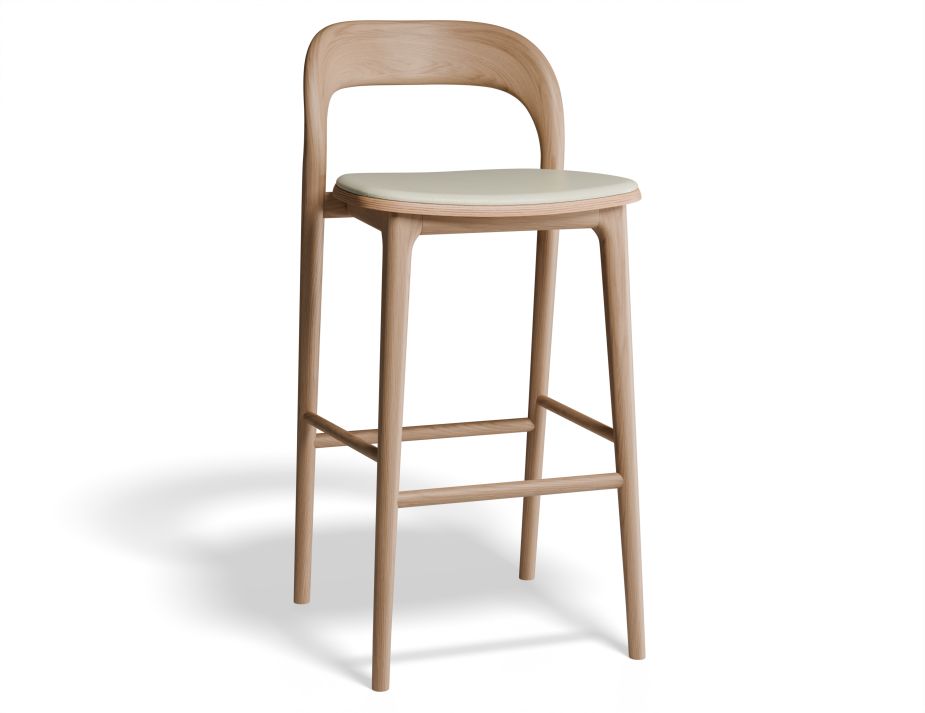 Mia Stool - Natural with Pad - 75cm Seat Height Vintage Tan Vegan leather Seat Pad