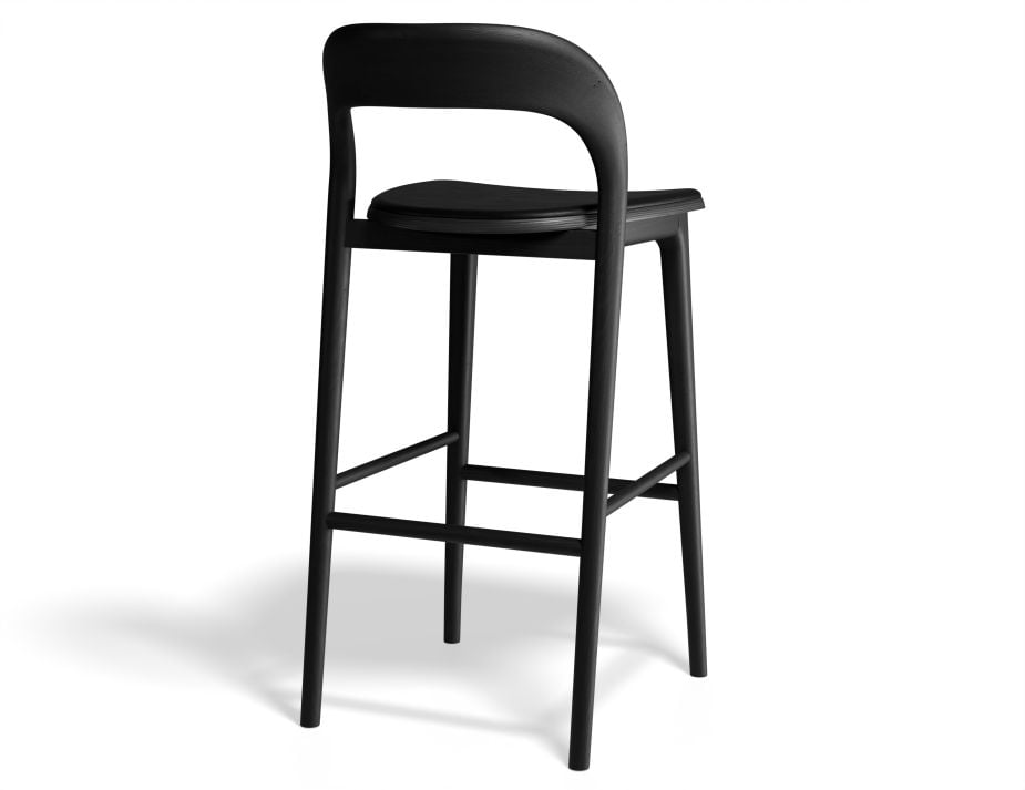 Mia Stool - Black with Pad - 66cm Seat Height Vintage Green Vegan Leather Seat Pad