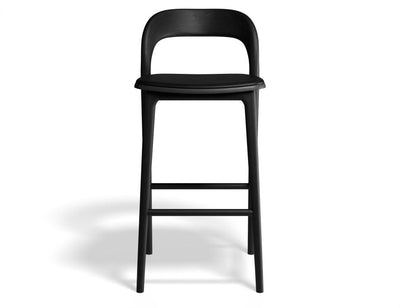 Mia Stool - Black with Pad - 75cm Seat Height Vintage Black Vegan Leather Seat Pad