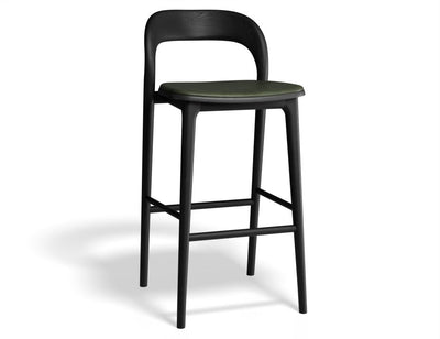 Mia Stool - Black with Pad - 66cm Seat Height Vintage Black Vegan leather Seat Pad