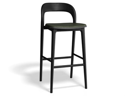 Mia Stool - Black with Pad - 66cm Seat Height Vintage Tan Vegan leather Seat Pad