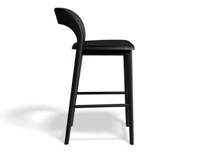 Mia Stool - Black with Pad - 66cm Seat Height Vintage Grey Vegan leather Seat Pad