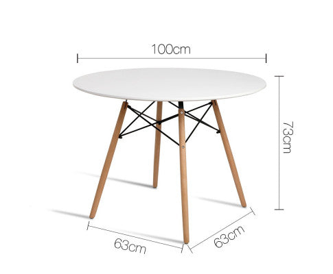 Artiss Dining Table Round White 4 Seater 100CM