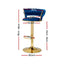 Artiss Bar Stools Gas Lift Velvet Woven Backrest Navy