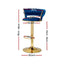 Artiss Bar Stools X3 Kitchen Counter Chair Gas Lift Velvet Woven Backrest Navy