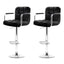 Artiss 2x Bar Stools Gas lift Swivel Chairs Kitchen Armrest Leather Chrome Black