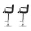 Artiss 2x Bar Stools Gas lift Swivel Chairs Kitchen Armrest Leather Chrome Black