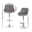Set of 4 Bar Stools PU Leather Diamond Style - Grey