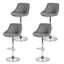 Set of 4 Bar Stools PU Leather Diamond Style - Grey