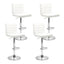Set of 4 PU Leather Lined Pattern Bar Stools- White and Chrome