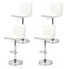 Set of 4 PU Leather Lined Pattern Bar Stools- White and Chrome