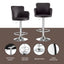 Artiss 1x Leather Bar Stools Swivel Adjustable Gas Lift PU Counter Chairs Brown