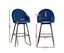 Artiss 2x Bar Stools Velvet Swivel Metal Legs Blue