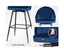 Artiss 2x Bar Stools Velvet Swivel Metal Legs Blue