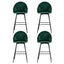 4x Bar Stools Velvet Swivel Metal Legs Green