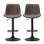 Artiss 2x Bar Stools Gas Lift Vintage Leather Brown