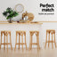 Artiss 4x Bar Stoosl Rattan Seat Wooden