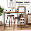 3Pcs Bar Table and Stools Set Dining Table Solid Wood Kitchen Chairs Cafe Pub