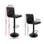 Artiss Set of 2 PU Leather Gas Lift Bar Stools - Black