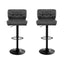 Set of 2 Kitchen Bar Stools Gas Lift Plush PU Leather - Black and Grey