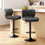 Set of 2 Kitchen Bar Stools Gas Lift Plush PU Leather - Black and Grey